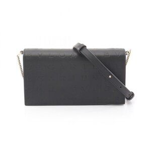 Bvlgari Shoulder Bag Infinitum Black Leather Logo Chain Wallet